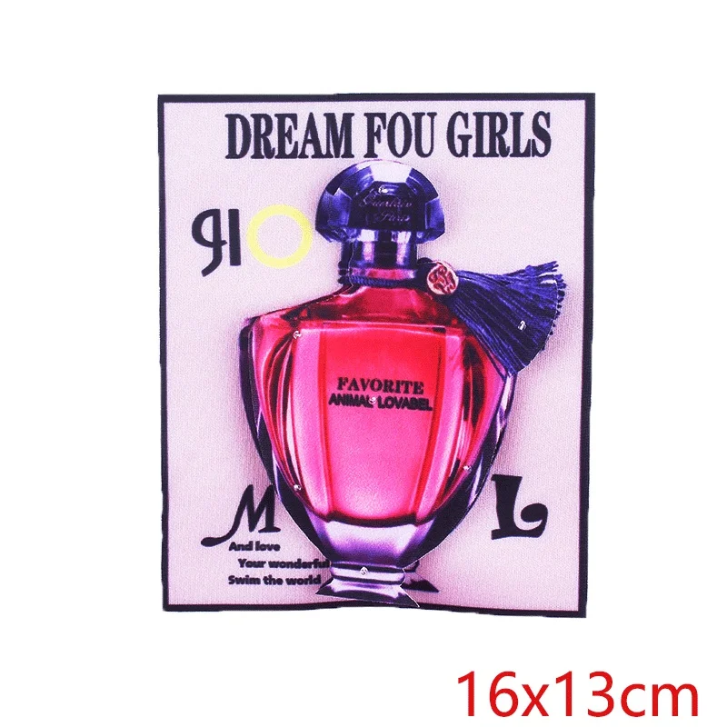 Праджня модные 3D флакон духов патч Стразы бисером печатных пришить патчи для