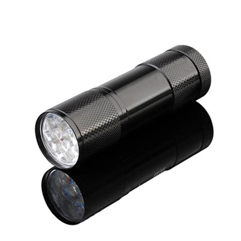 Мини алюминиевый портативный УФ-фонарик фиолетовый свет 9 LED ультрафиолетовый