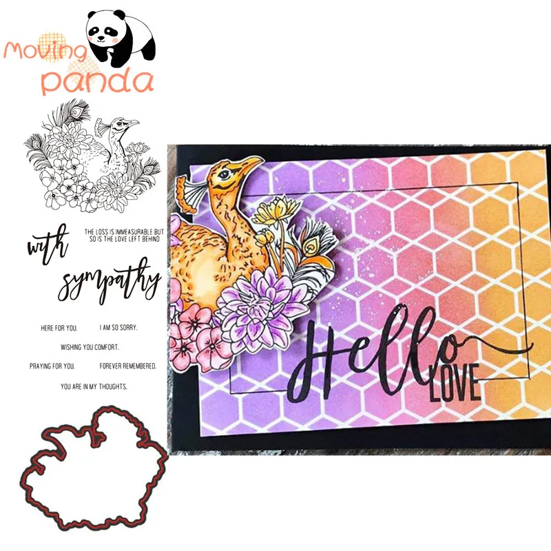 Трафаретные штампы и прозрачные для скрапбукинга с цветочным принтом павлина