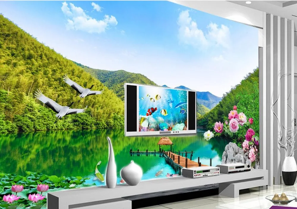 Пользовательские 3d Настенные обои для дома и богатого пейзажа фоновые