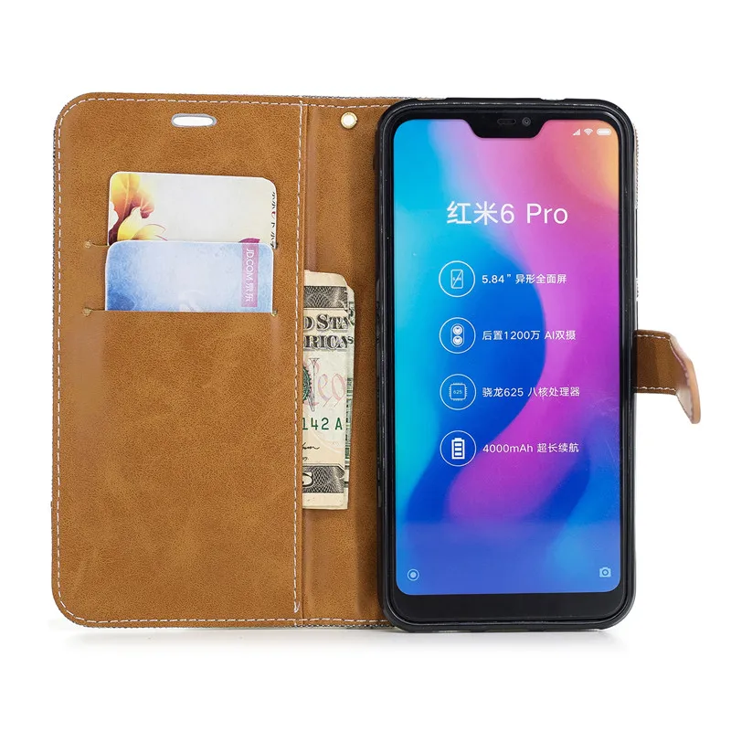 Для Capa xiaomi Redmi 6 Чехол Filp роскошный ковбойский кожаный магнитный кошелек чехлы для