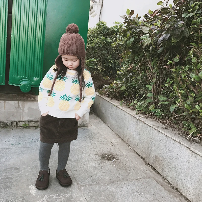Autumn Winter Children's Clothing Cartoon Pineapple Knitted Sweaters Kids Baby Boys Girls Cotton Sweaters Tops