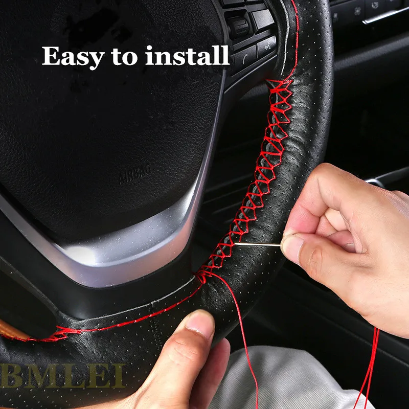 Новый чехол для руля DIY из натуральной кожи Uiversal 38 см SUV Автомобильный руль