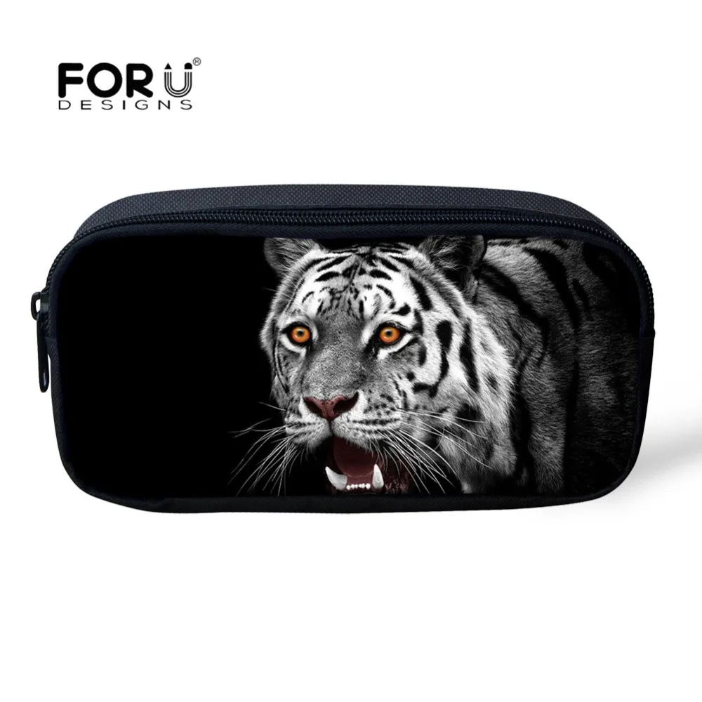Пенал FORUDESIGNS с 3D принтом тигра канцелярские товары дорожная косметичка на молнии
