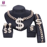 us dollar jewelry sets necklace bracelet earrings ring women money sign gold color middle eastern african jewellery set