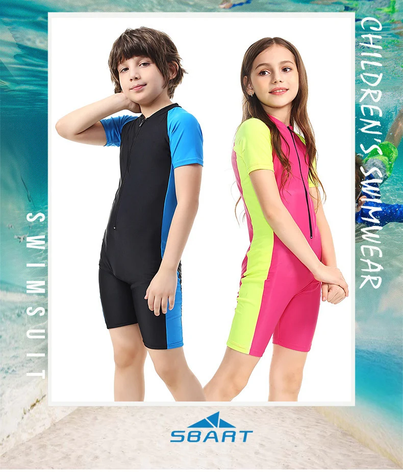 SBART Lycra Shorty Swimwear for Boy Girl Sun Protection Children Kids Swimming Bodysuits Elastic Quick-dry Bathing Suits
