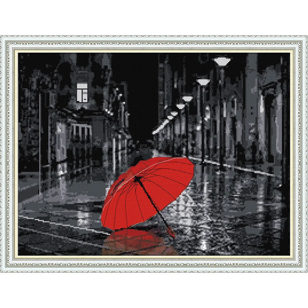 

The Streets After The Rain Ecological Cotton Chinese Cross Stitch Kits 14CT 11CT Stamped Printed DIY Wedding Decoration For Home
