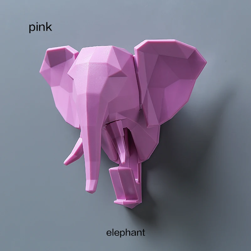 Elephant Pink Настенный крючок, винтажный олень, голова рога, вешалка для животных, для подвешивания ключей, одежды, шляпы, шарфа, рога оленя, настенная стойка, украшение комнаты - Цвет: Elephant Pink