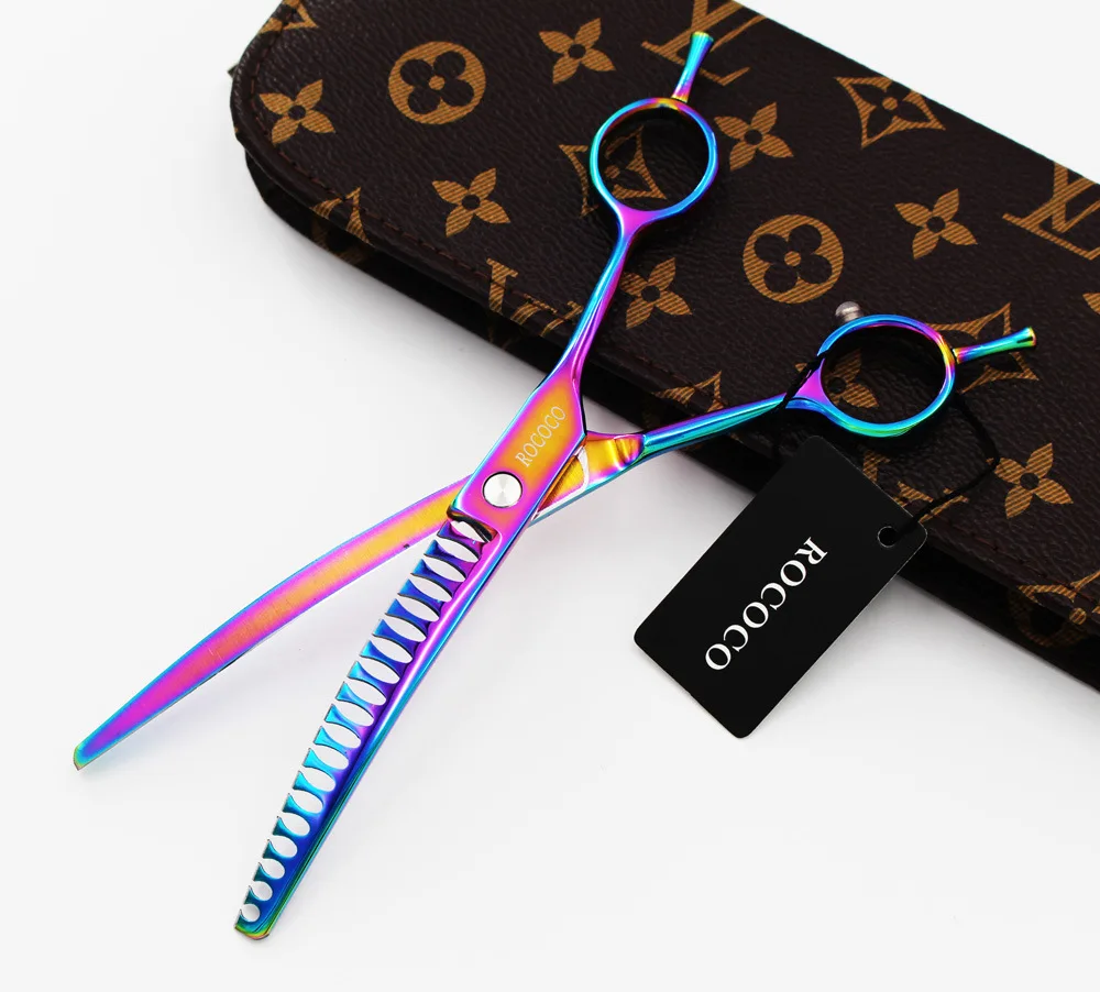 7 дюймовый 19 дюймов изогнутый для домашних животных собаки с сумкой ножниц|thinning