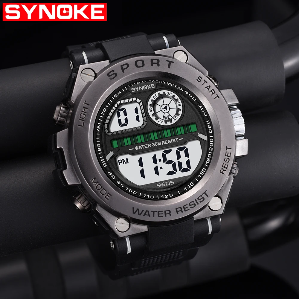 SYNOKE модные мужские часы для студентов, для мальчиков, цифровые часы, модные спортивные многофункциональные детские водонепроницаемые наручные часы, мужские часы