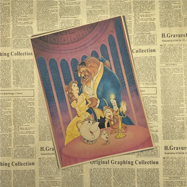 

Beauty and the Beast Nostalgic Retro Classic Paper Poster Vintage Wall Sticker Kraft Paper Bar Cafe Living Room