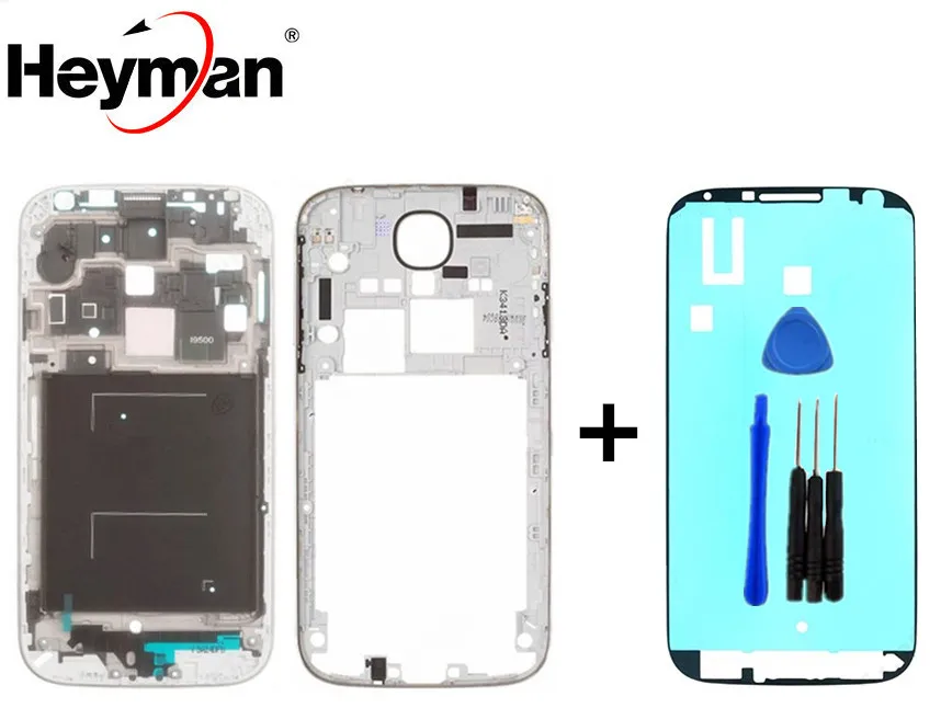 Корпус для samsung Galaxy S4 GT-I9500 Средний спереди и сзади рамка Корпус стойка для светодиодного монитора рамка Запасные детали+ клей