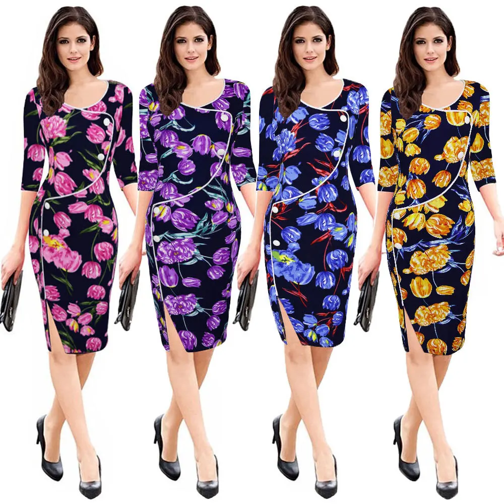 Осенне зимние женские облегающие платья карандаш с принтом v образный вырез