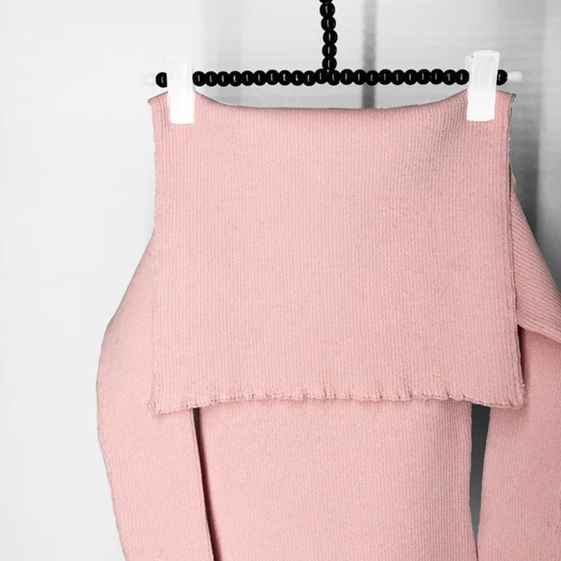 Женский свитер с длинным рукавом WIXRA вязаный оборками вырезом лодочкой и