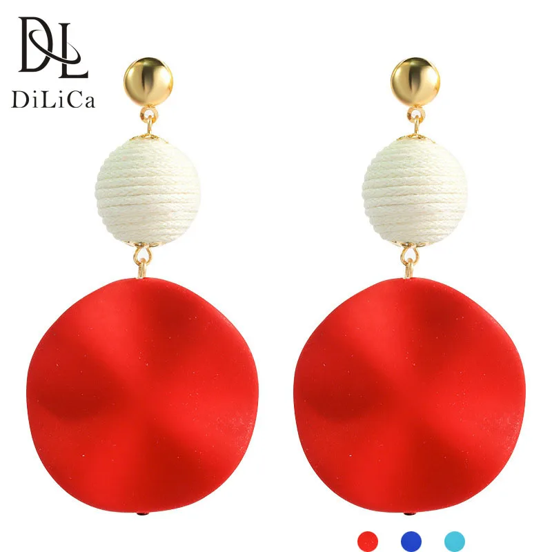 DiLiCa модные Висячие серьги для женщин Акриловые геометрические висячие красная