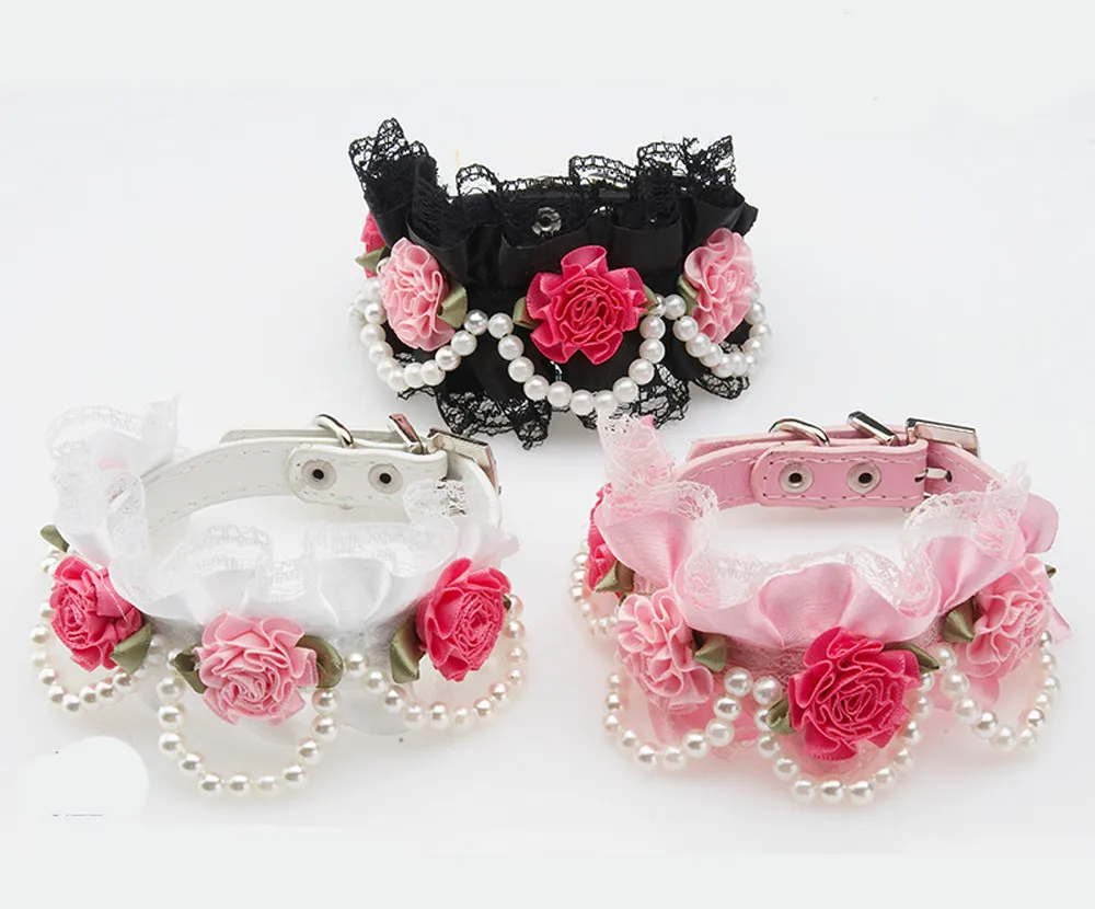 Цветочный ошейник для собак жемчужное ожерелье из мягкой искусственной кожи