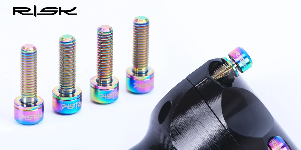 RISK 6 шт. M5x18mm Ti титановый болт для шоссейного велосипеда Сверхлегкий вынос руля винт с шайбами прокладка для велосипеда DIY запчасти