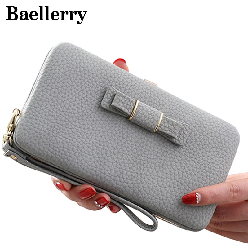 Женский кожаный кошелек вместительный с бантом|wallet clutch|wallet femaleporte monnaie femme |