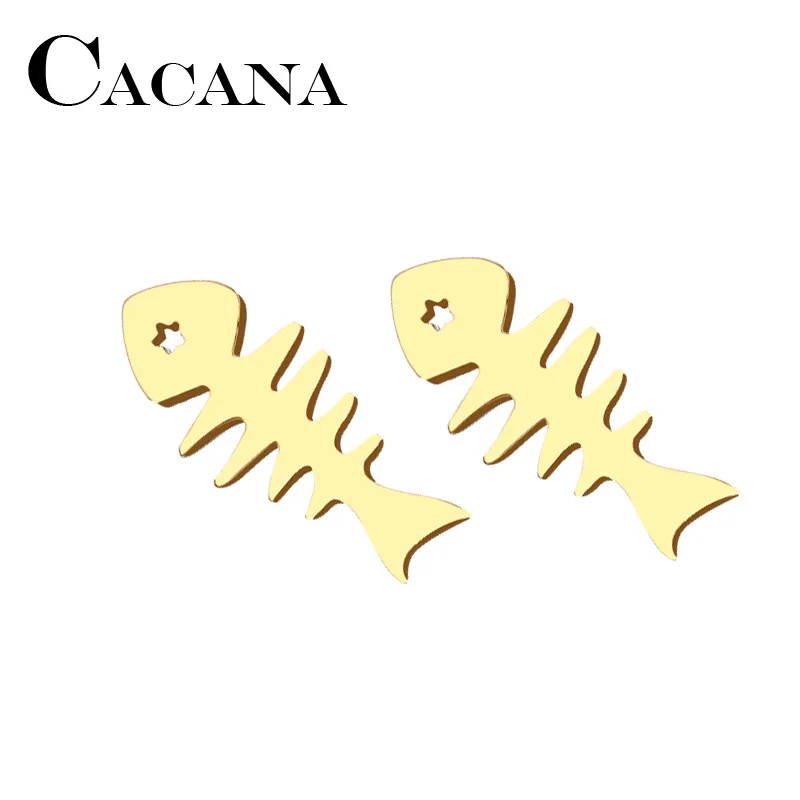 Женские и мужские сережки-гвоздики CACANA из нержавеющей стали золотистого