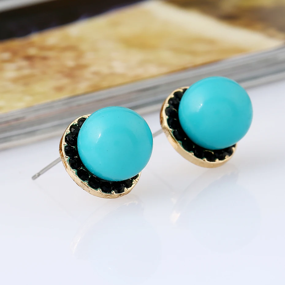 2016 Женщины Винтаж Большой Круглый Стад Серьги С Камнями Цинковый Сплав Кристалл