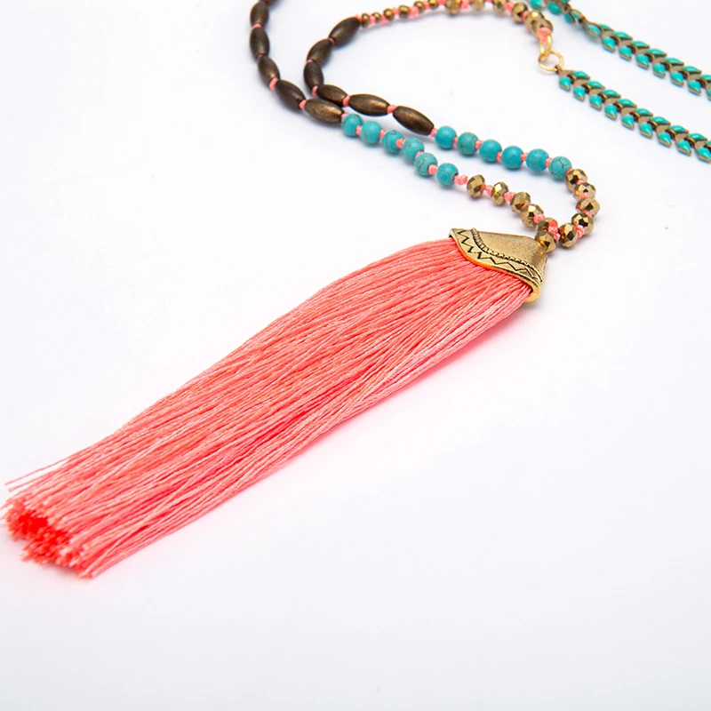 LAN CUI Модное новое длинное ожерелье с кисточками стеклянные бусины из хрусталя