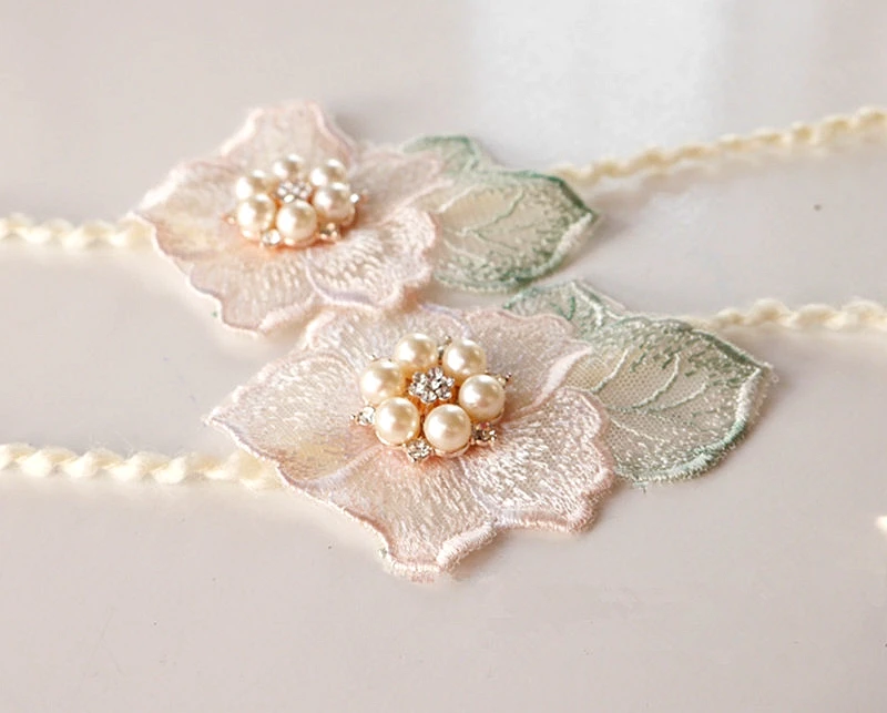 

Newborn photography props super delicate temperament diamond embroidery headdress full moon 100 days shooting hair ribbon