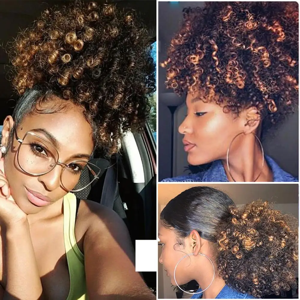 Wignee синтетические пышные афро короткие кудрявый шиньон для наращивания волос