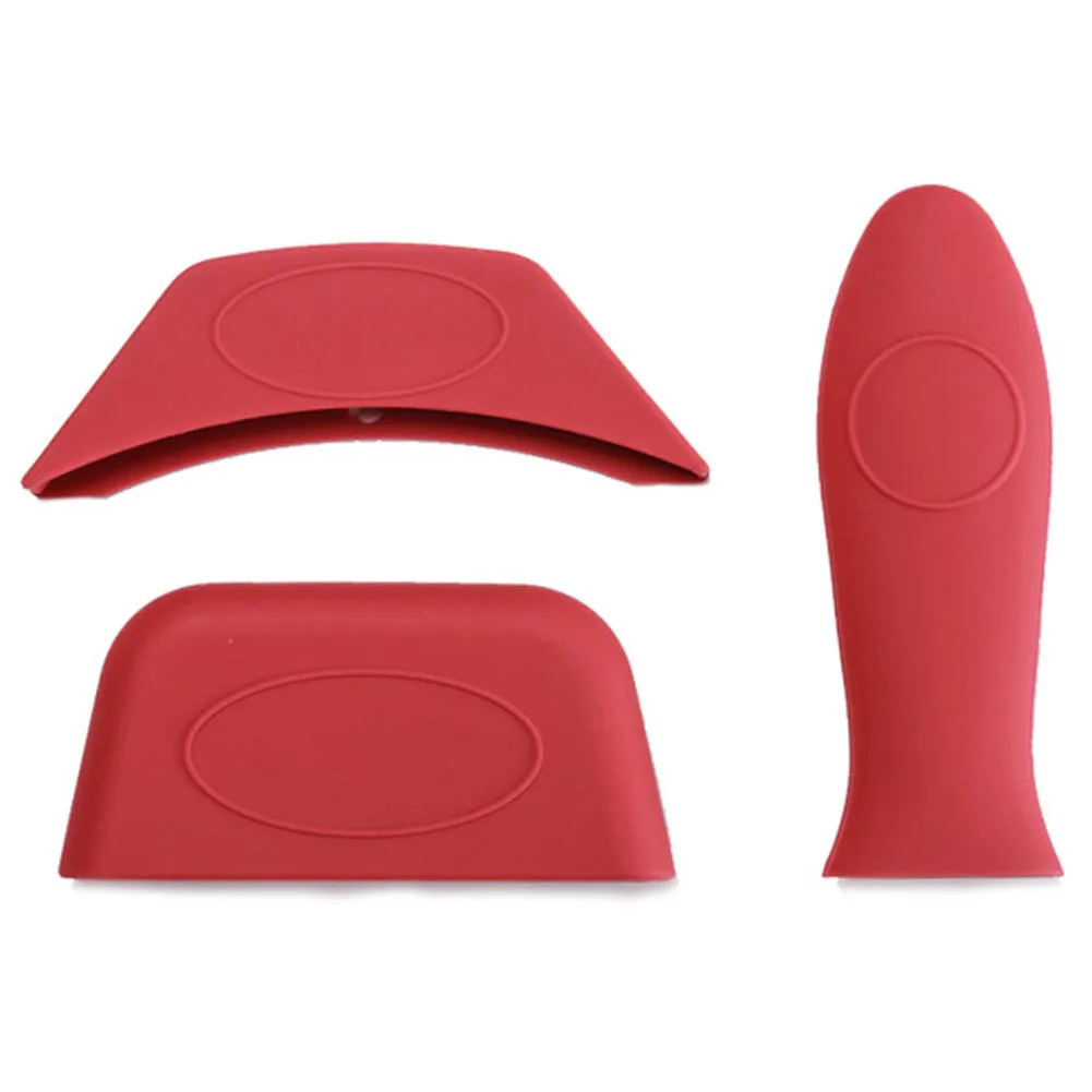 3PCS/Set Hot Handle Holder Silicone Kitchen Cast Iron Skillet Non Slip Frying Pan Home Tool Cover Heat Insulation Protecting | Дом и сад