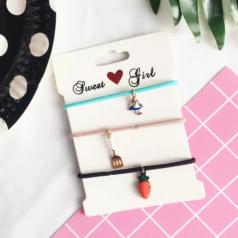 Модные 3 шт./лот милые эластичные резинки для волос Pandent Girl cum Lovely Fruit карикатура