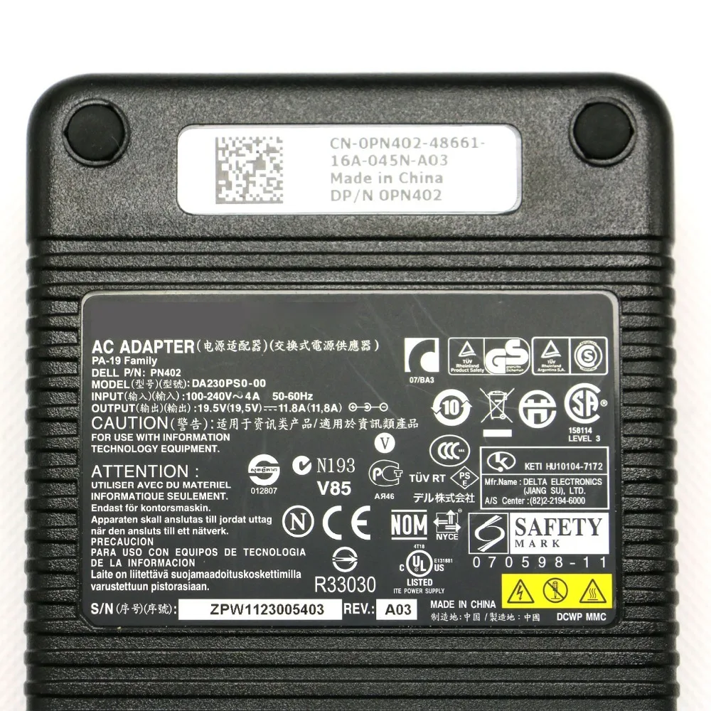 Оригинальный 230 Вт 19 5 В 11.8A ноутбука Питание для Dell XPS M1730 PN402 PA-19 0PN402 DA230PS0-00 AC