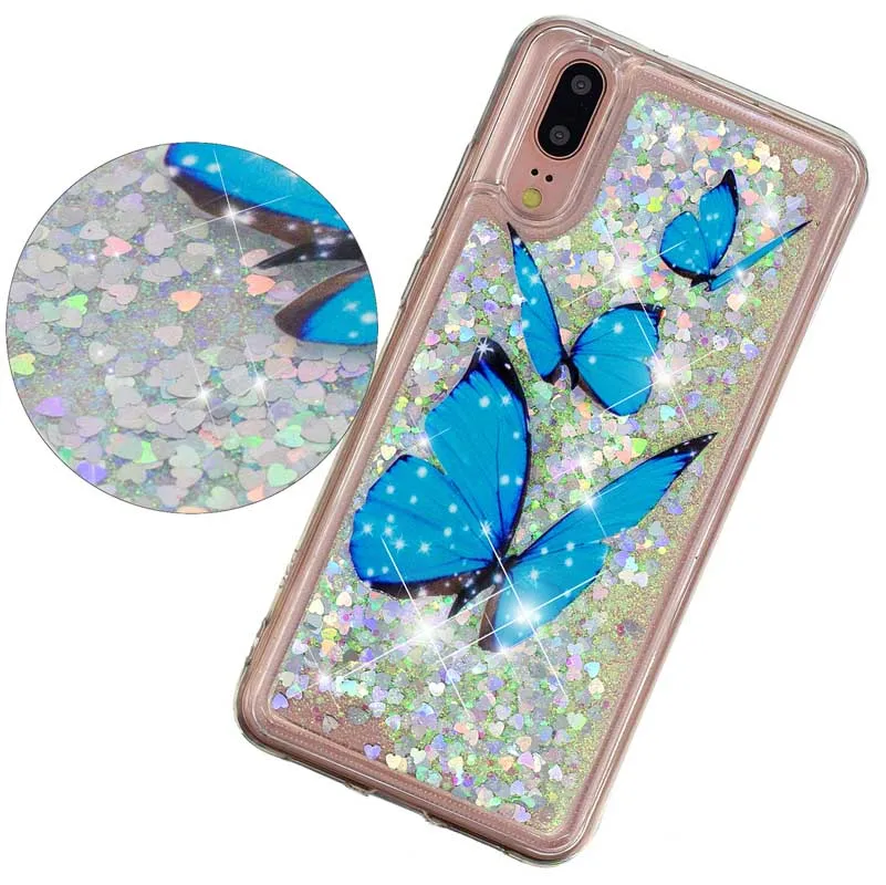 Case For Huawei P20 Pro Glitter Dynamic Flamingo Liquid Quicksand Cover Mate 20 Honor 10 9 Lite Y6 2018 Cases |