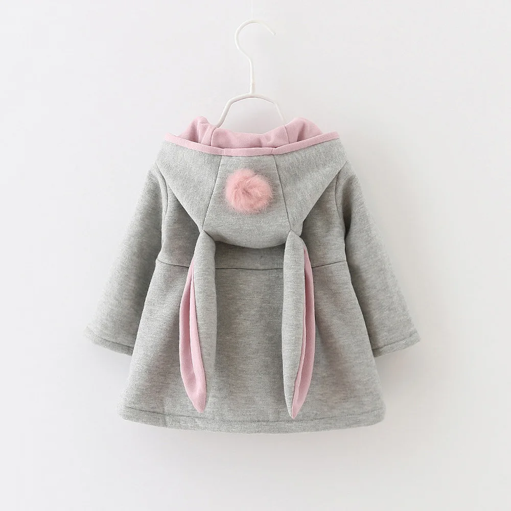 T1229Gray Babyinstar/осенне-зимнее новое пальто для девочек; одежда для детей; куртки с капюшоном и заячьими ушками; Верхняя одежда для малышей; стильное Детское пальто с героями мультфильмов - Цвет: T1229Gray
