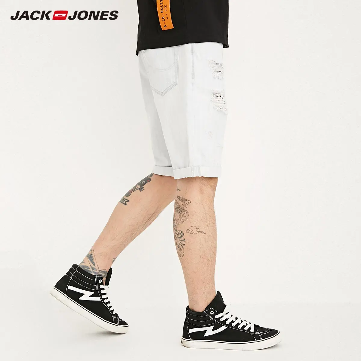 JaJack Jones мужские весенние и летние шорты облегающие рваные джинсовые уличная
