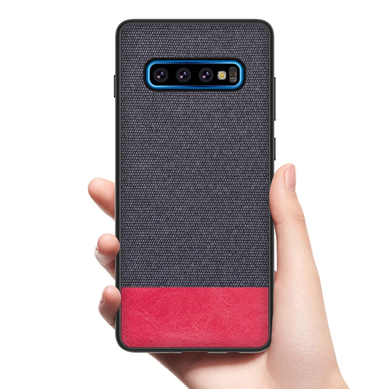 For Samsung S10 Plus Case Soft Silicon Edge Bumper Luxury Cloth Galaxy S10E Fabric Textile Cotton |