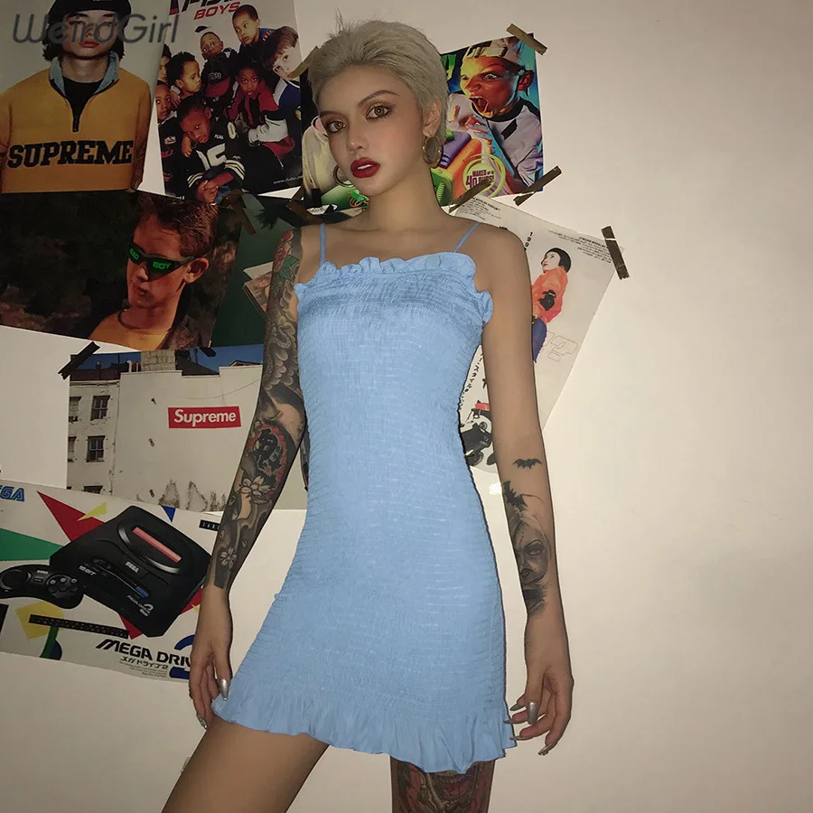 Whatiwear женское ДРАПИРОВАННОЕ модное платье без рукавов на бретельках с оборками