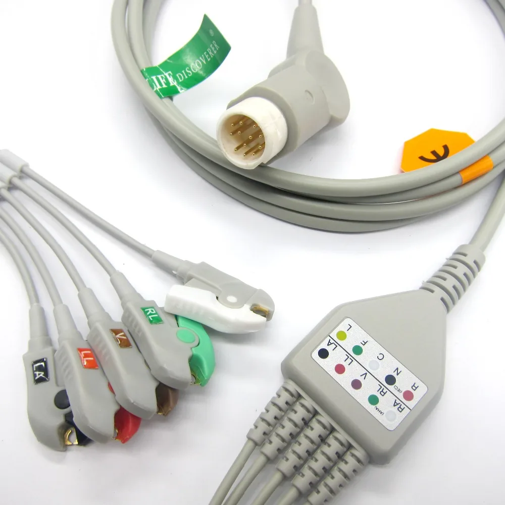 

One-piece ECG cable with 5leads,CLIP, compatible for Ph*l*ps VM,VM6.VM8 patient monitor