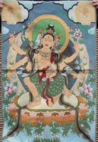 tibet silk embroidery 3 head 6 hand parnashavari buddha thangka paintings mural