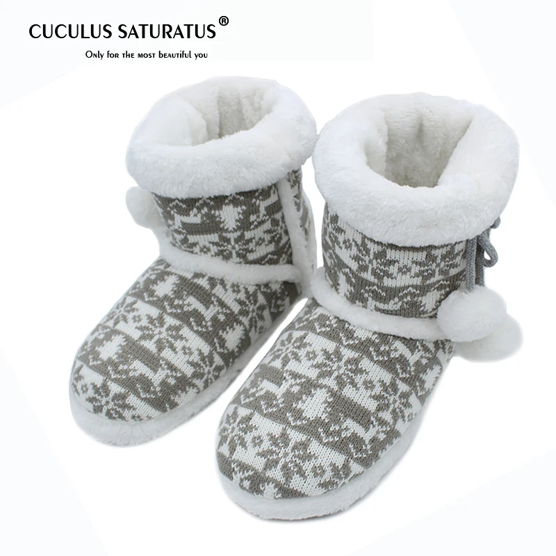 Cuculus/; вязаные шерстяные мягкие теплые зимние плюшевые тапочки; мягкие бесшумные домашние тапочки; милые женские тапочки с помпонами; домашняя обувь; 1929