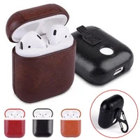 best pu leather bluetooth earphone case protective holder bag headphone charging box for apple air pod airpods business style