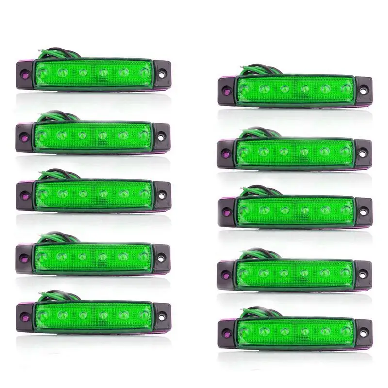 10 шт. 6LED/pc Авто сигнальный индикатор Боковой габаритный фонарь задние фонари зазор задние фонари для автобус, грузовик, фургон караван RV грузовик - Испускаемый цвет: 24V green