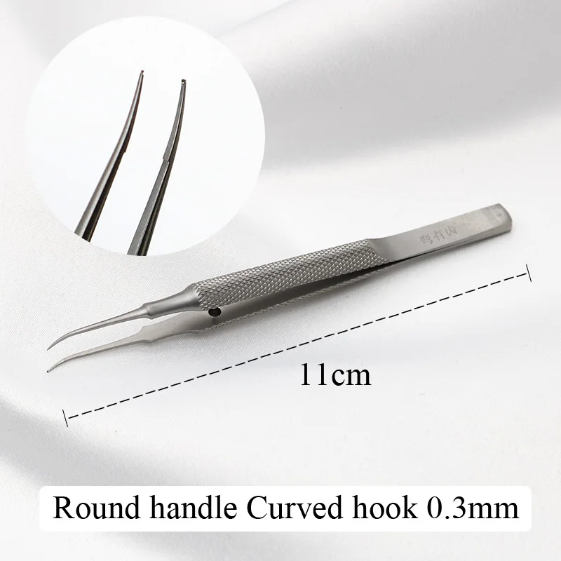 curved hook Нержавеющая сталь медицинский офтальмологический микрохирургический Инструмент платформа Зуб Пинцет крюк собака Зуб Пинцет тканевые пинцеты - Цвет: curved hook