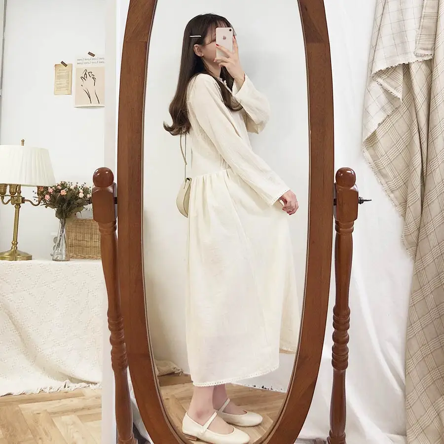 Новинка, S-XL, весеннее женское платье, повседневное, бохо, OL, повседневное, хлопок, лен, длинный рукав, женские платья, женское платье, robe femme Vestido