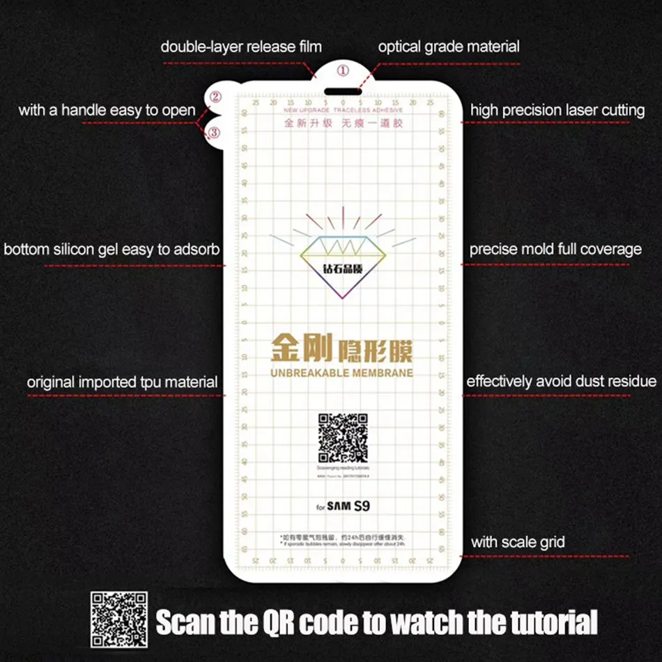 Небьющаяся Мембрана для samsung Galaxy S10 Plus S9 S8 Note 8/9 S10E S6 S7 EDGE TPU Защитная пленка с невидимыми алмазами