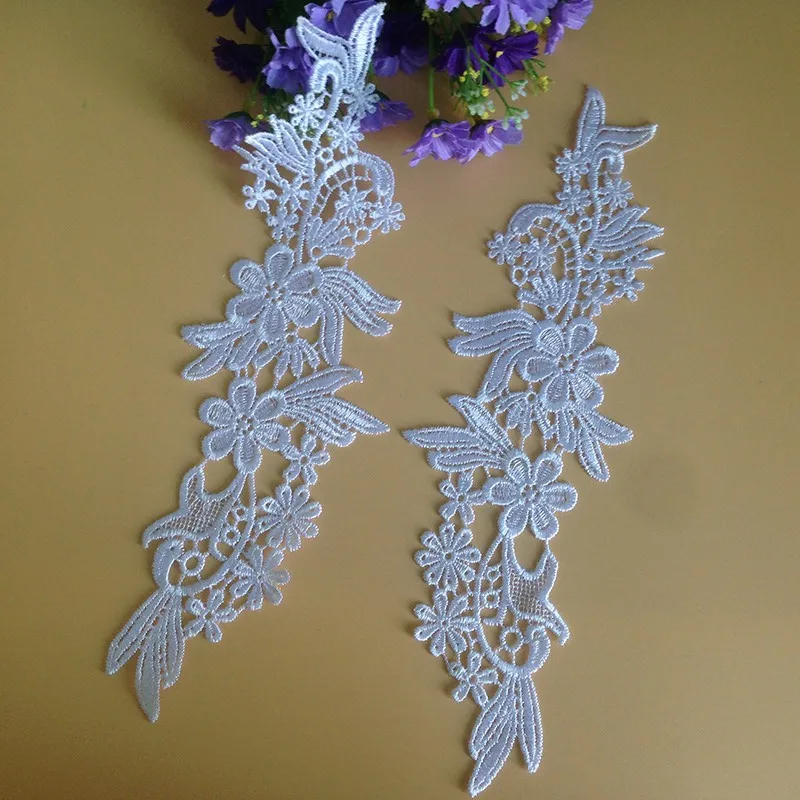 2 шт. кружевные аппликации с вышивкой|lace fabric white|lace fabricfloral lace |