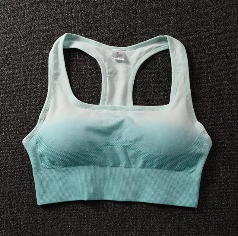 Mint Green bra Набор йоги Омбре бесшовные леггинсы бюстгальтер пуш-ап укороченный топ Женская одежда для зала и бега Высокая талия для занятий фитнесом спортом в тренажерном зале костюмы - Цвет: Mint Green bra