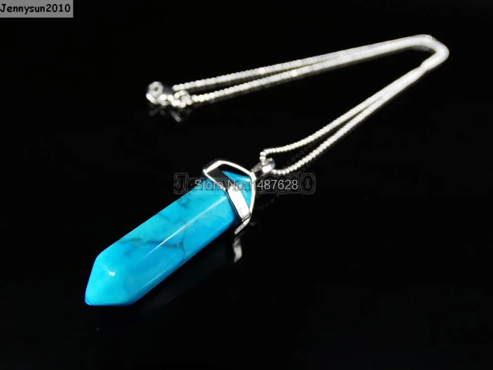 Натуральные Tur-quoise шестигранные драгоценные камни остроконечная целительная