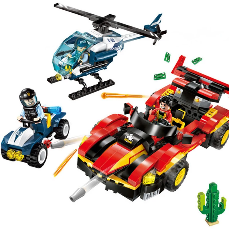 405 шт. детские строительные блоки игрушка Совместимость с legoingly city Police series Drag racing