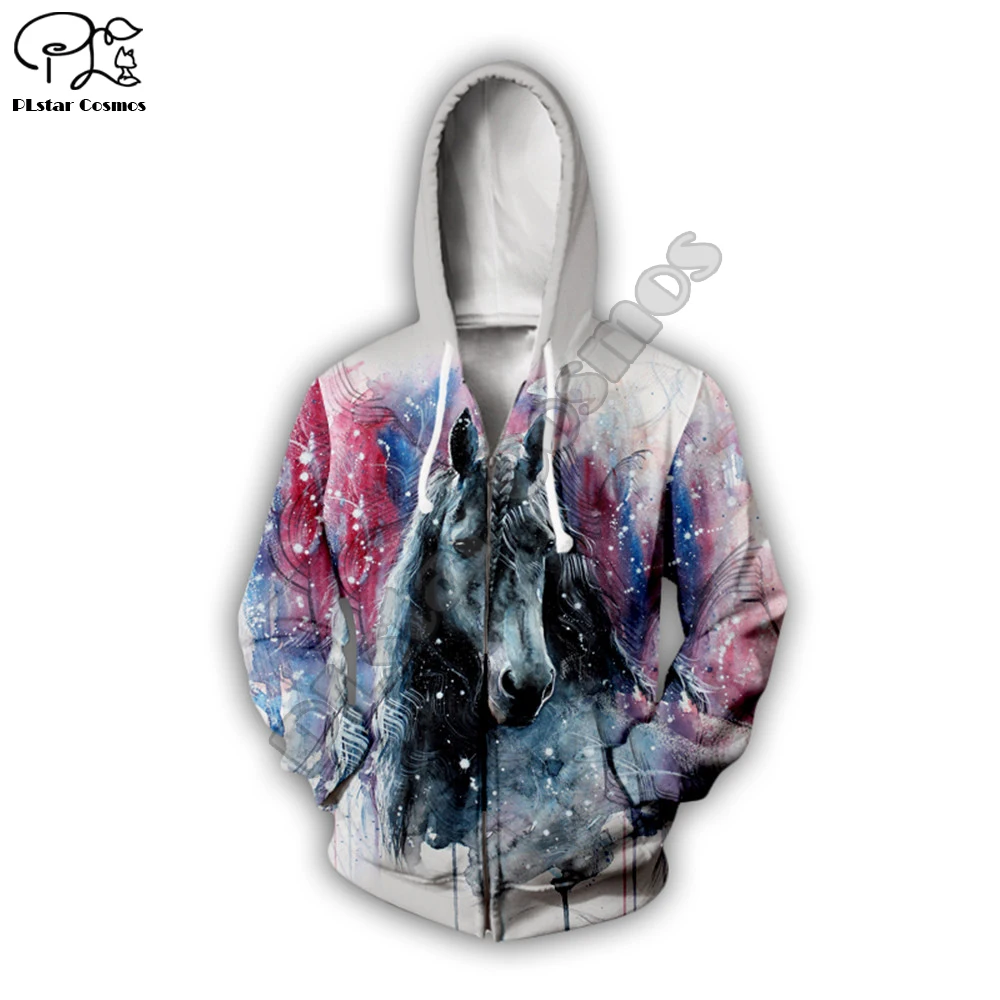 

New 3D sweatshirt Hoodies Men Horse Colorful 3D Print Long Sleeve Fashion Hipster Hoodie Loose Streetwear Pullovers Top MA015