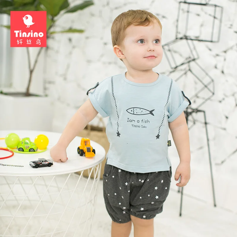 Tinsino Children Boys Fashion Cartoon Clothing Sets Kids Boy Summer Clothes Toddler Short Sleeve T-shirts + Shorts Infant Suits | Детская