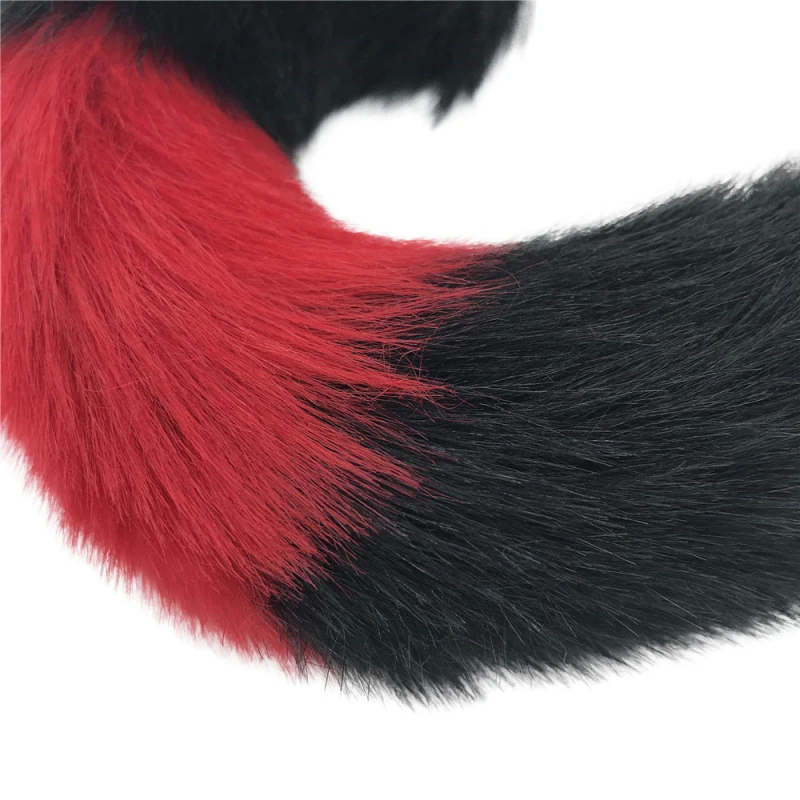 Черная Анальная пробка из нержавеющей стали 40 см анальная лисьего хвоста для